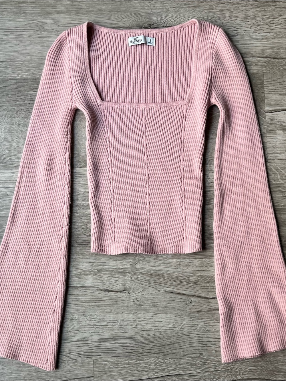 Dusty Pink Ribbed Square Neck Top